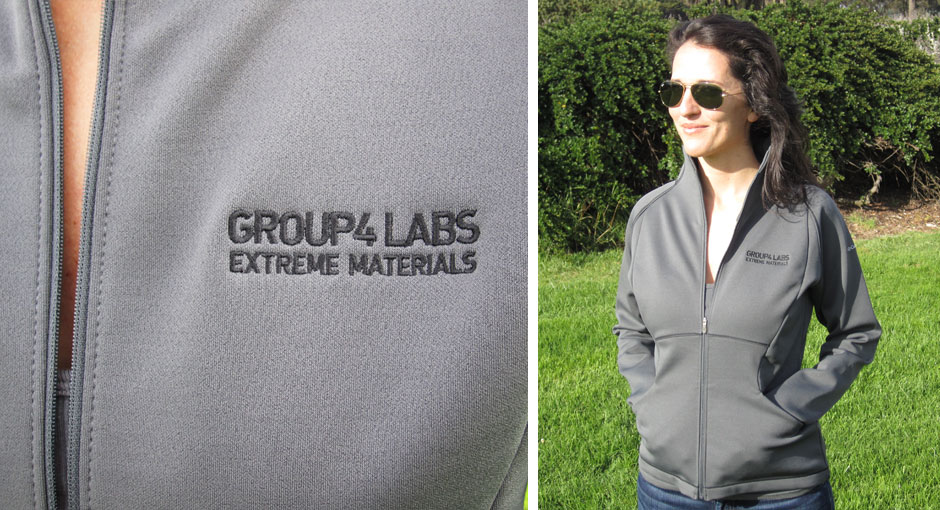 Branded corporate jacket for women in gray