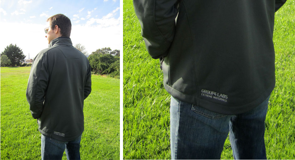 Branded corporate jacket for men in dark gray (back)